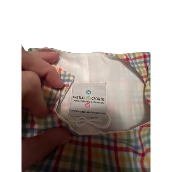 Castles and Crowns Plaid Jon Jon with airplane applique 2T - Picture 4 of 5